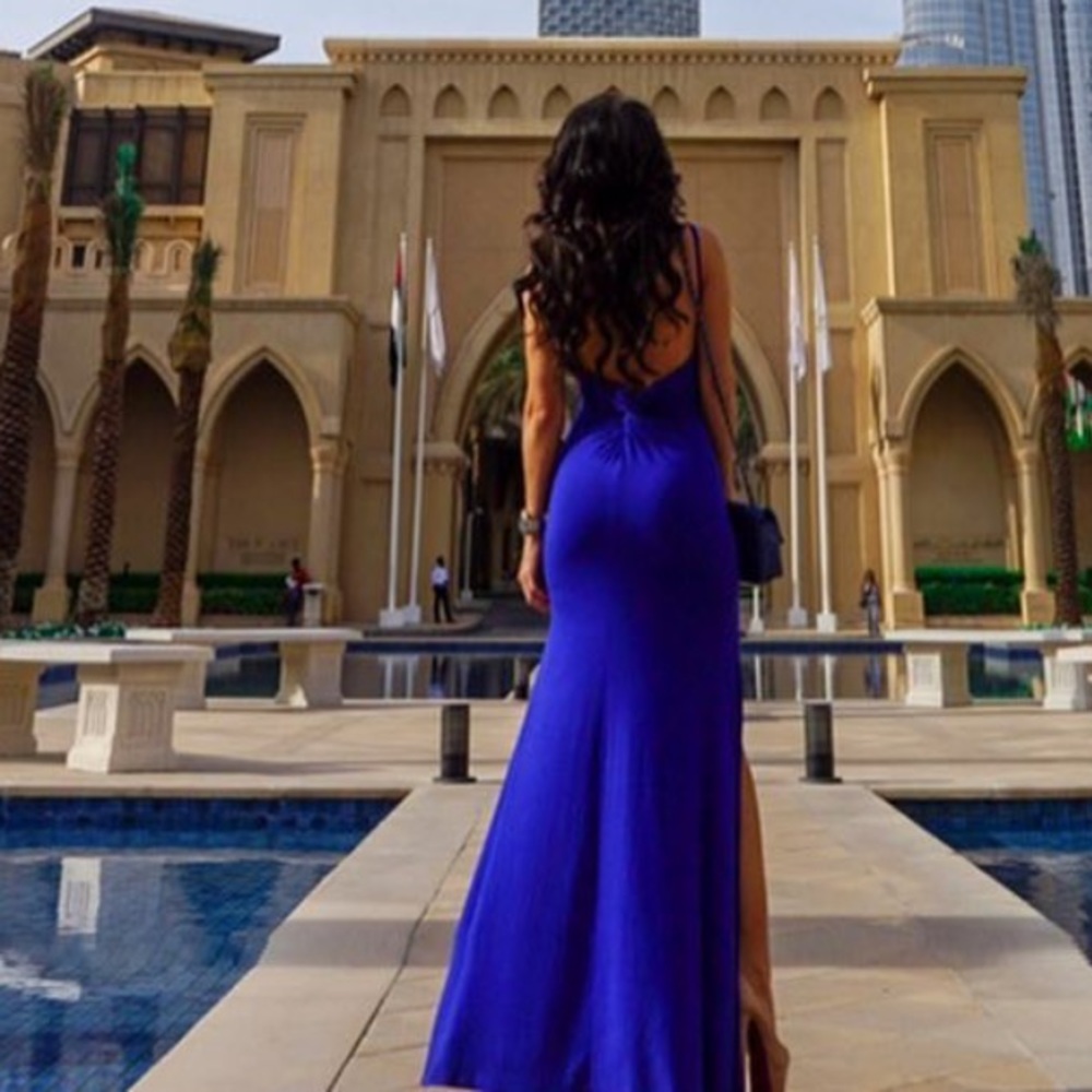 Royal blue very stretch long form fitting